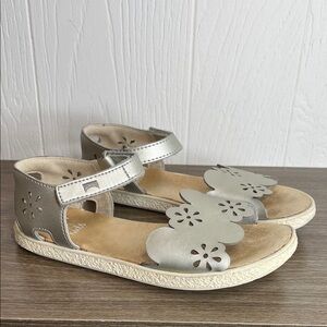 Camper Kids Miko Silver leather cut out open toe sandals for girls 13